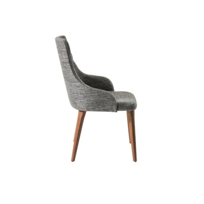 Grauer Esszimmer Chesterfield Stuhl Designer Textil Stühle Luxus Möbel Lehnstuhl