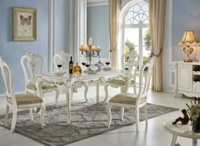 Antik Stil Esszimmer Set Barock Stuhl Tisch 6x Stühle Holz Massivholz