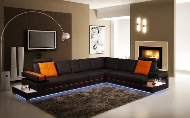 Ledersofa Couch Wohnlandschaft Ecksofa Eck Modern Garnitur Design Dekor