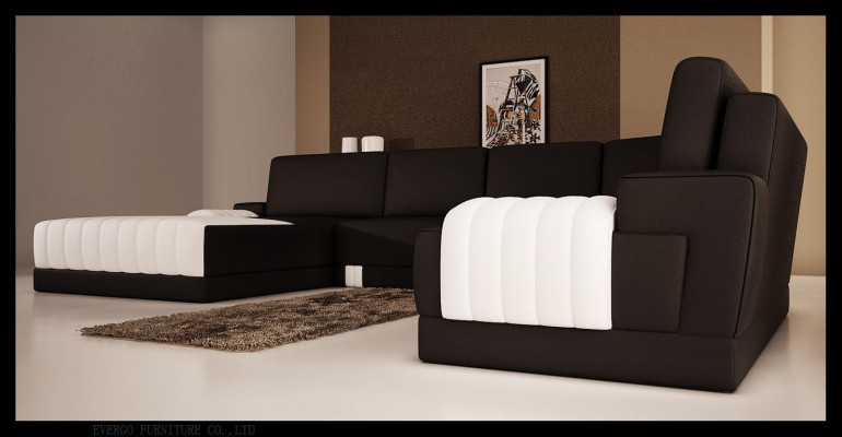 Polster Ledersofa Sofa Couch Polster Eck Sitz Garnitur U Form XXL Big