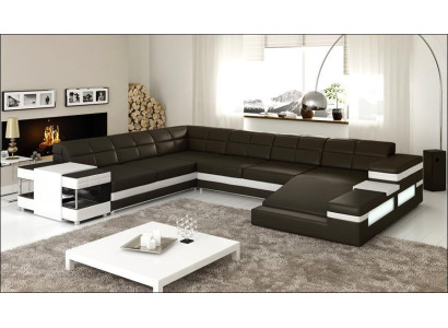 Ledersofa Couch Wohnlandschaft Ecksofa Eck Garnitur Design Modern Sofa 1201B