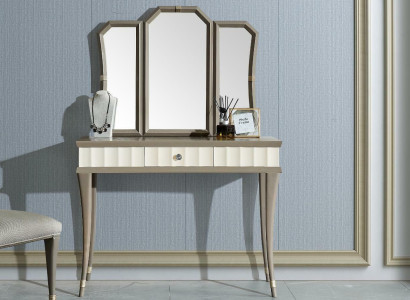 Schminktisch mit Spiegel Luxus Schlafzimmer Konsole Neu 2tlg. Set Massivholz