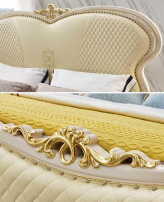 Klassischer Betten Schlafzimmer 3tlg. Set Bett 2x Nachttisch Luxus Massivholz