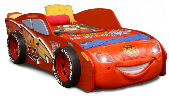 Rennwagen Auto Bett mit Matratze Kinderbett in Rot Autobett McQueen