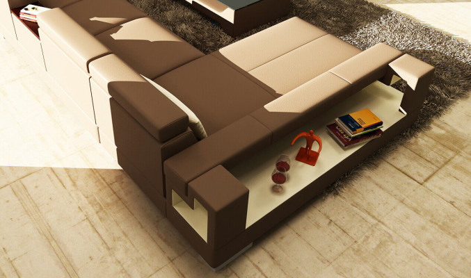 XXL Big Wohnlandschaft Ledersofa Sofa Couch Polster Sofas Garnitur