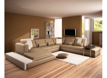 XXL Design Polster Garnitur Ledersofa Couch U-Form Modern Sofa