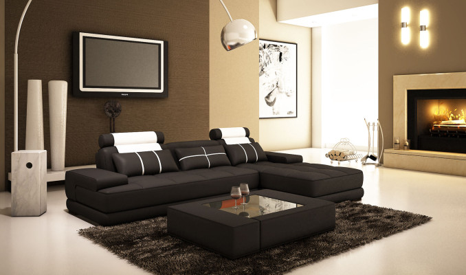 Designer Polster Ledersofa Couch L-Form Modern Sofa Sofas Couchen