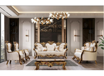 Luxus Sofagarnitur Barock Rokoko Sofa Set 3+3+1+1 Couchtisch