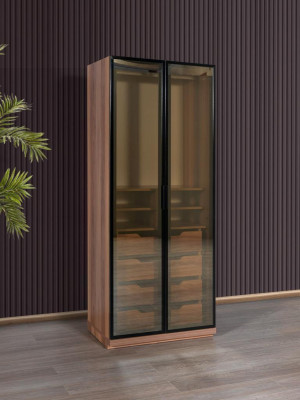 Schlafzimmer Eckschrank Schrank Modern Holz Kleiderschrank Neu braun