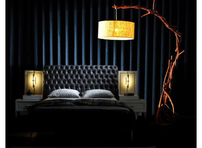 Eleganter Chesterfield-Schlafzimmergarnitur in Schwarz und Weiß