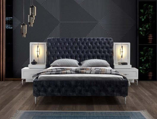 Eleganter Chesterfield-Schlafzimmergarnitur in Schwarz und Weiß
