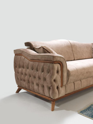 Wohnzimmer 3 Sitzer Design Couch Rot Polster Sofas Neu Modern Beige