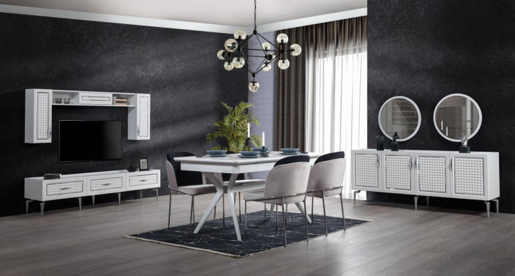 Graues Sideboard Schrank Regal Schränke Möbel Spiegel Kommoden 3tlg