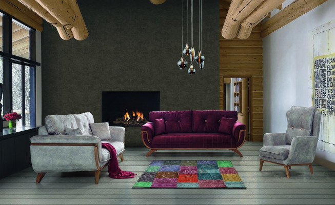 Wohnzimmer Sessel 1 Sitz Couch Polster Luxus Textil Design Holz Möbel