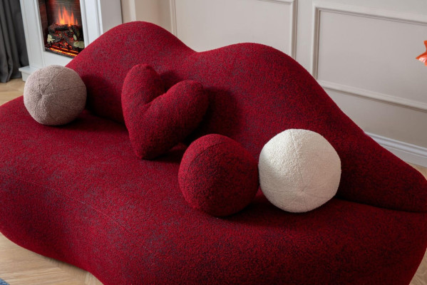 Designer 3 Sitzer sofa rot farbe in Form von Lippen stilvoll Sitzpolster
