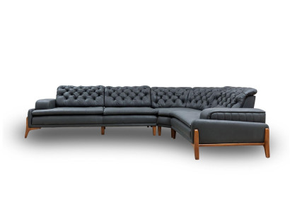 Luxus Ecksofa L-form mit Musiksystem Modern grau Polstermöbel Kunstleder