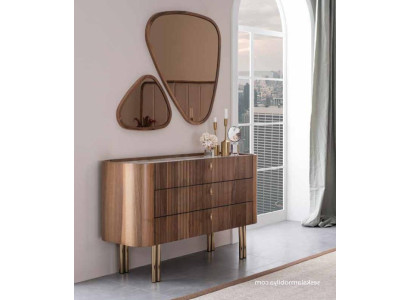 Braun Kommode mit Spiegel Schlafzimmer Moderne Luxus Möbel Design