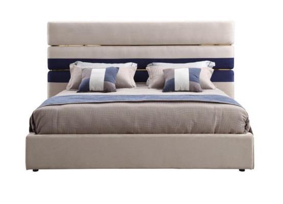 Modernes Designer Doppelbett mit Holz Rahmen Stilvolles Bett New in Beige