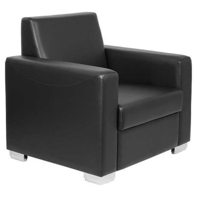 Schwarzer Ledersessel Designer Polster Einsitzer Wohnzimmer Relax Sitzer