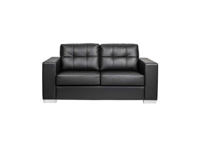 Schwarzer Wohnzimmer 2-Sitzer Luxus Leder Relax Couch Modernes Design