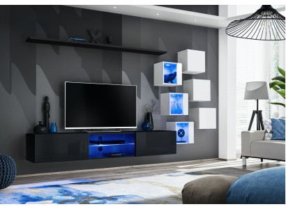 Modern Komplett Wohnwand Wand Regale Luxus Designer Set Wohnzimmermöbel