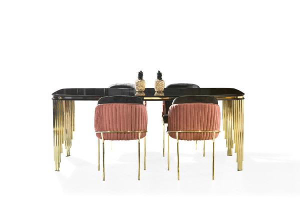 Esszimmerstuhl Stuhl Küchenstuhl Lehnstuhl Luxus Rosa Schwarz Modern