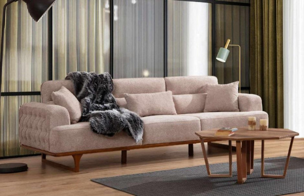 Beige Sofagarnitur Dreisitzer Sessel Luxus Sessel Beige Moderne Möbel