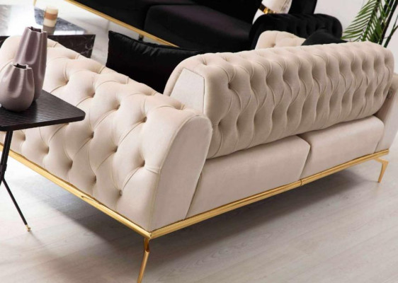 Sofagarnitur Luxus Chesterfield Sitzgruppe Dreisitzer Schwarz 3+3 Sitz