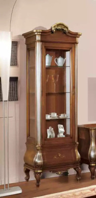 Klassische Wohnzimmerwand RTV 2x Vitrinen Massivholz Möbel TV-Regal Neu