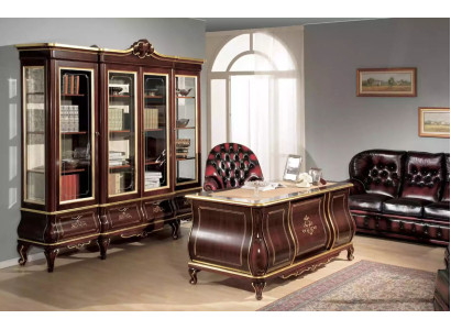 Klassische Büro Einrichtung Schreibtisch Bücherregal 4 tlg Holzmöbel