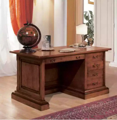 Klassisches Braunes Arbeitszimmer Set Bürotisch Bücherregal Tisch Regal