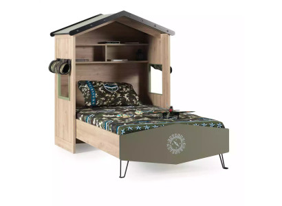 Design Bettrahmen Bett Holz Grün Jungen Kindermöbel Kinderbett Modern