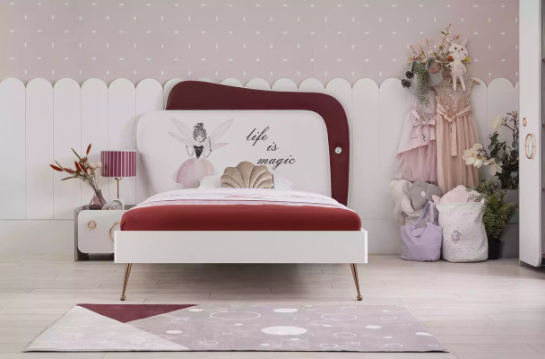 Weißes Kinderbett Mädchenbett Holz Möbel Nachttisch Möbel Set Set 2tlg