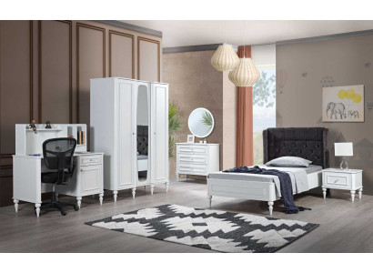 Komplette Jugendzimmer Möbel Bett Kommode Schreibtisch Spiegel 6tlg Set