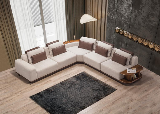 Beiges Modulsofa Designer Ecksofas L-Form Couchen Wohnzimmer Möbel Neu