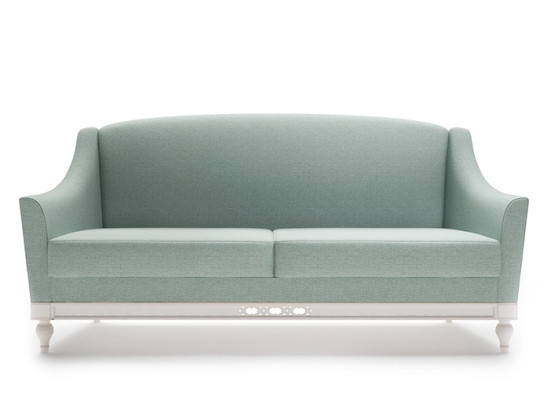 Chippendale Sofa 3 Sitzer Landhaus Stoffsofa mit Holz Designer Garnitur