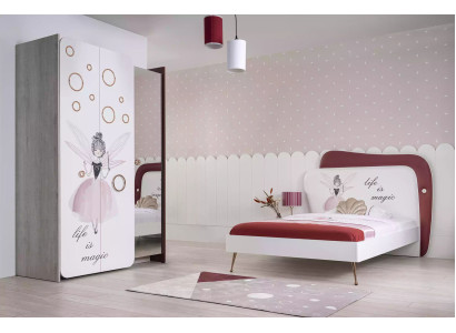 Weiß Graues Kinderzimmer Set Bett Nachttisch Kleiderschrank Holz 3tlg