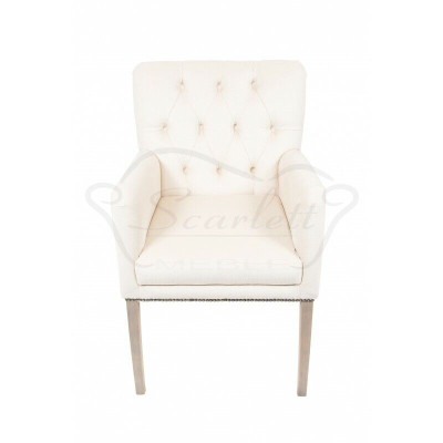 Moderner Weißer Chesterfield Polster Sessel Einsitzer Lehnstühle Textil Esszimmerstühle