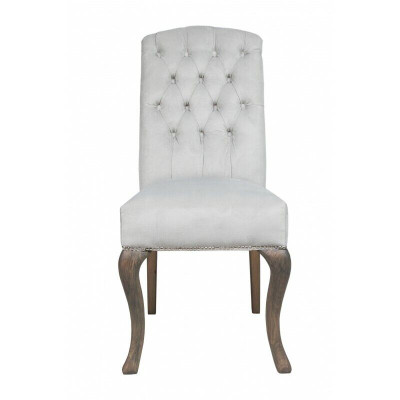Graue Chesterfield x6 Lehnstühle Designer Holzfüße Luxuriöses 6-er Set