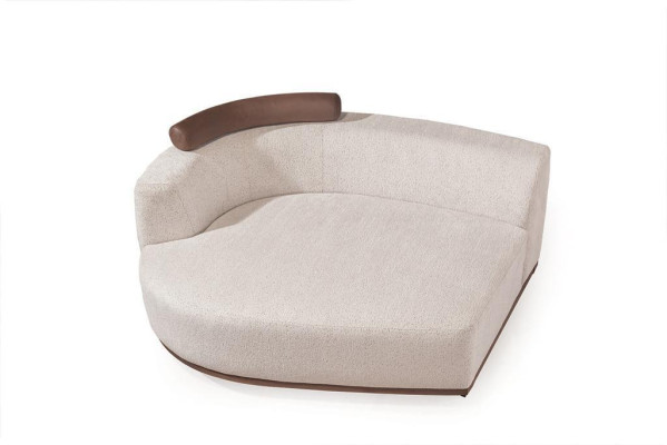 Beiges Wohnzimemr Ecksofa Exklusive L-Form Couch Modernes Holzgestell