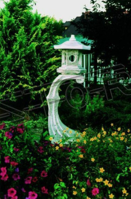 Japanischer Garten Lampen Dekoration Weiß Beleuchtung Natur Vogel Tränke