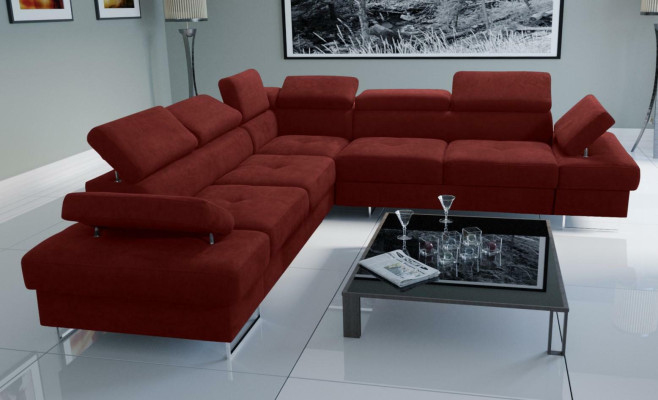 Sofa Couch Polsterung L-Form Wohnzimmer Design Ecke Leder Neu Beige Luxus