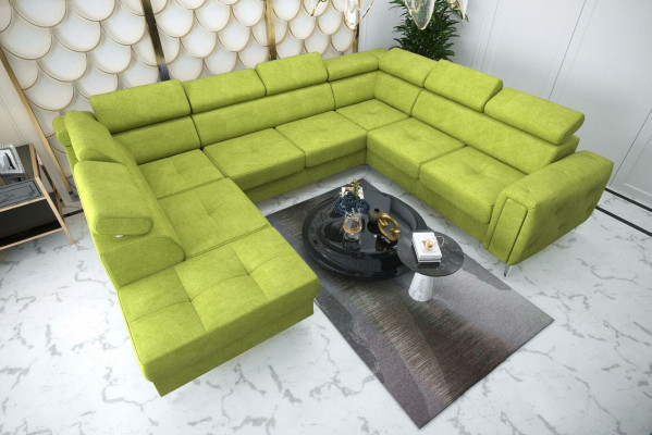 Sofa U-Form Stoffsofa Couch Wohnlandschaft Design Modern Leder Sofas Braun Neu