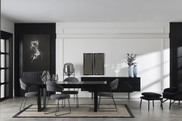 Essgarnitur Schwarzes Esszimmer Set Anrichte Schrank Stühle Esstisch Essgruppe