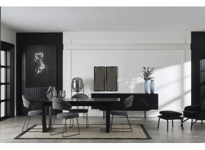 Essgarnitur Schwarzes Esszimmer Set Anrichte Schrank Stühle Esstisch Essgruppe