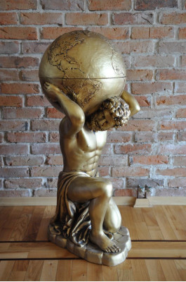 Antik Stil Klassischer Globus Atlas Minibar Bar Wein Regal Statue Skulptur Deko