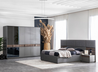 Bett 2x Nachttisch Kleiderschrank 4tlg.Set Schlafzimmer Luxus Neu
