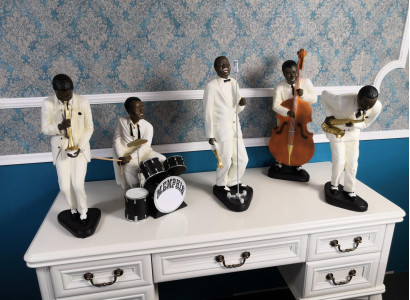 5X DESIGNER SET FIGUR SKULPTUREN STATUEN MUSIKER XXL BIG FIGUREN STATUE