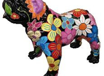 Abstrakter Hund Dekoration Bunte Figur Skulptur Statuen Blumen Statue Figuren