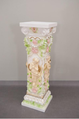 Design Säule mit Amorette 100 cm Figuren Säulen Sockel Blumen Ständer Statue Neu